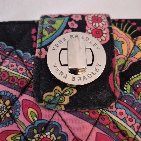 Vera Bradley Pink and Black Paisley Organizer Wallet 7.5" x 4.5" Excellent! - Picture 2 of 6